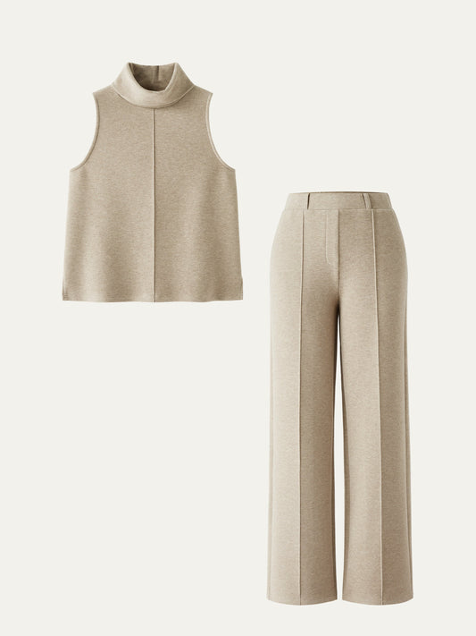 2Pcs Set Split Hem Top